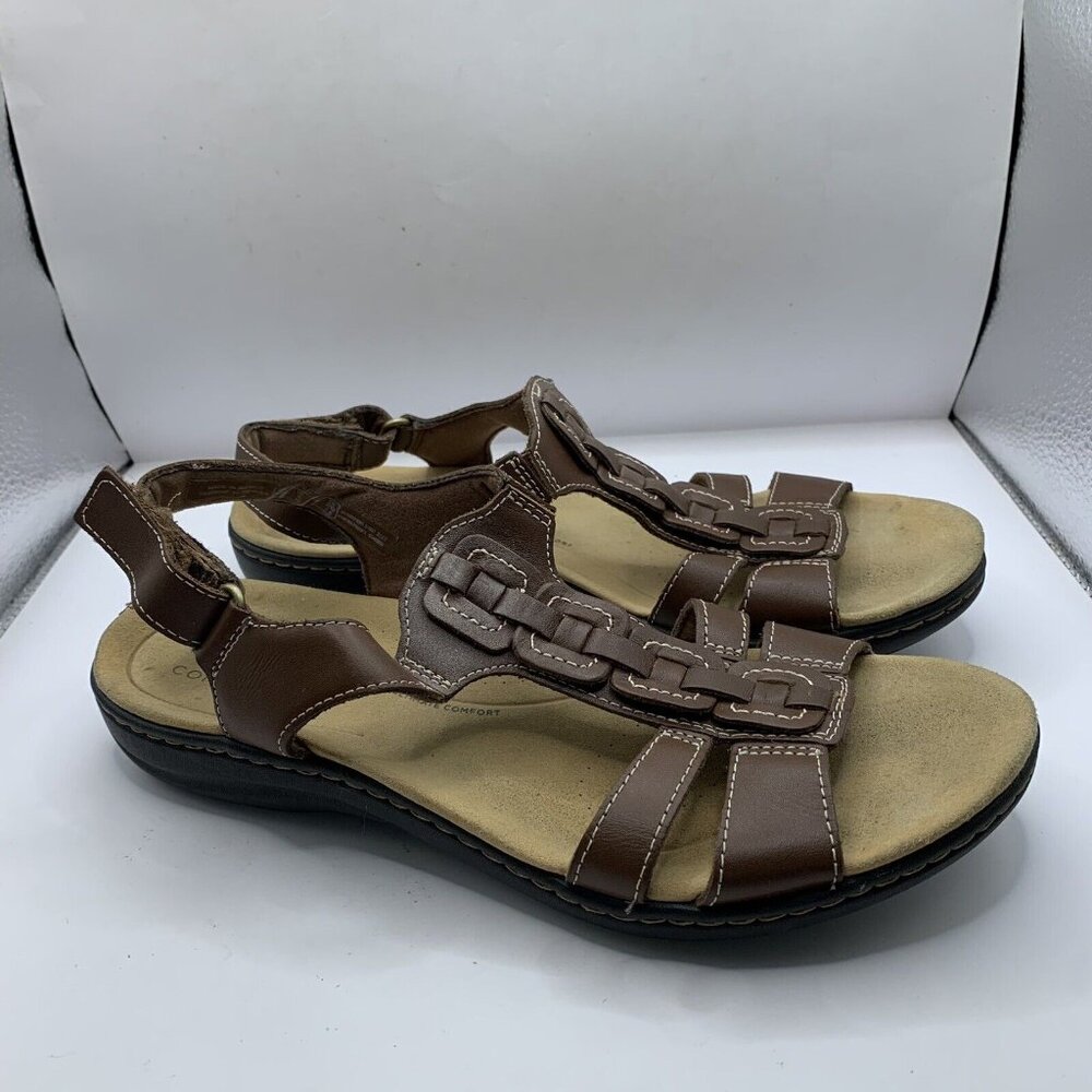 Clarks Laurieann Kay Women's T strap sandals brown leather size 8M